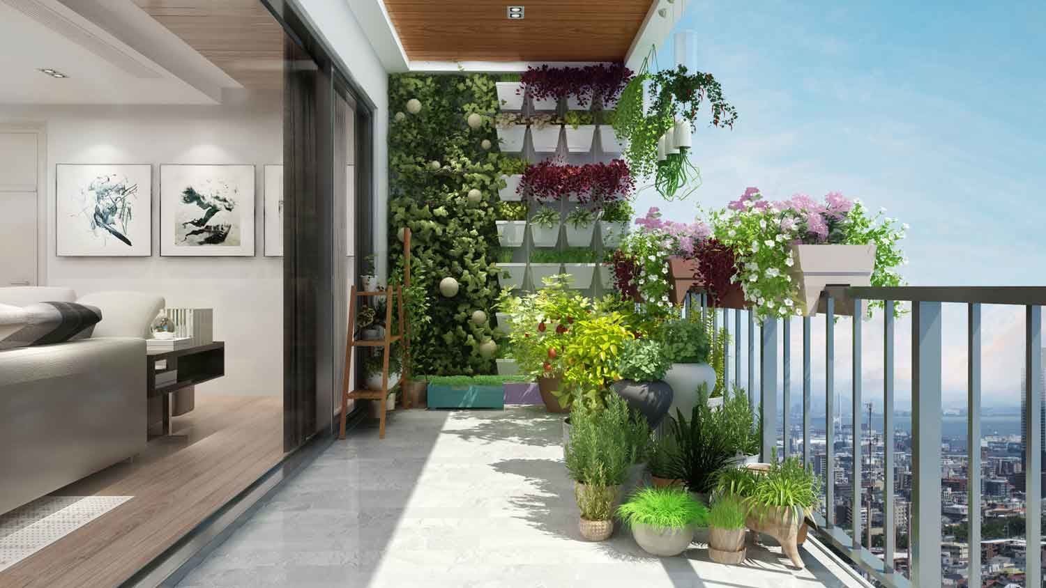 không gian cây xanh trong thiết kế nội thất chung cư